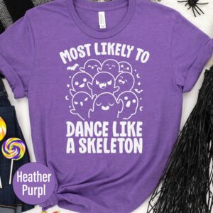 Most Likely To Dance Like A Skeleton Sketchy Halloween T-shirt