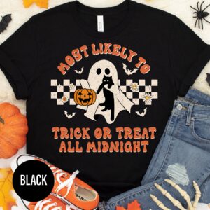 Most Likely To Midnight Trick Or Treat Black Halloween T-shirt