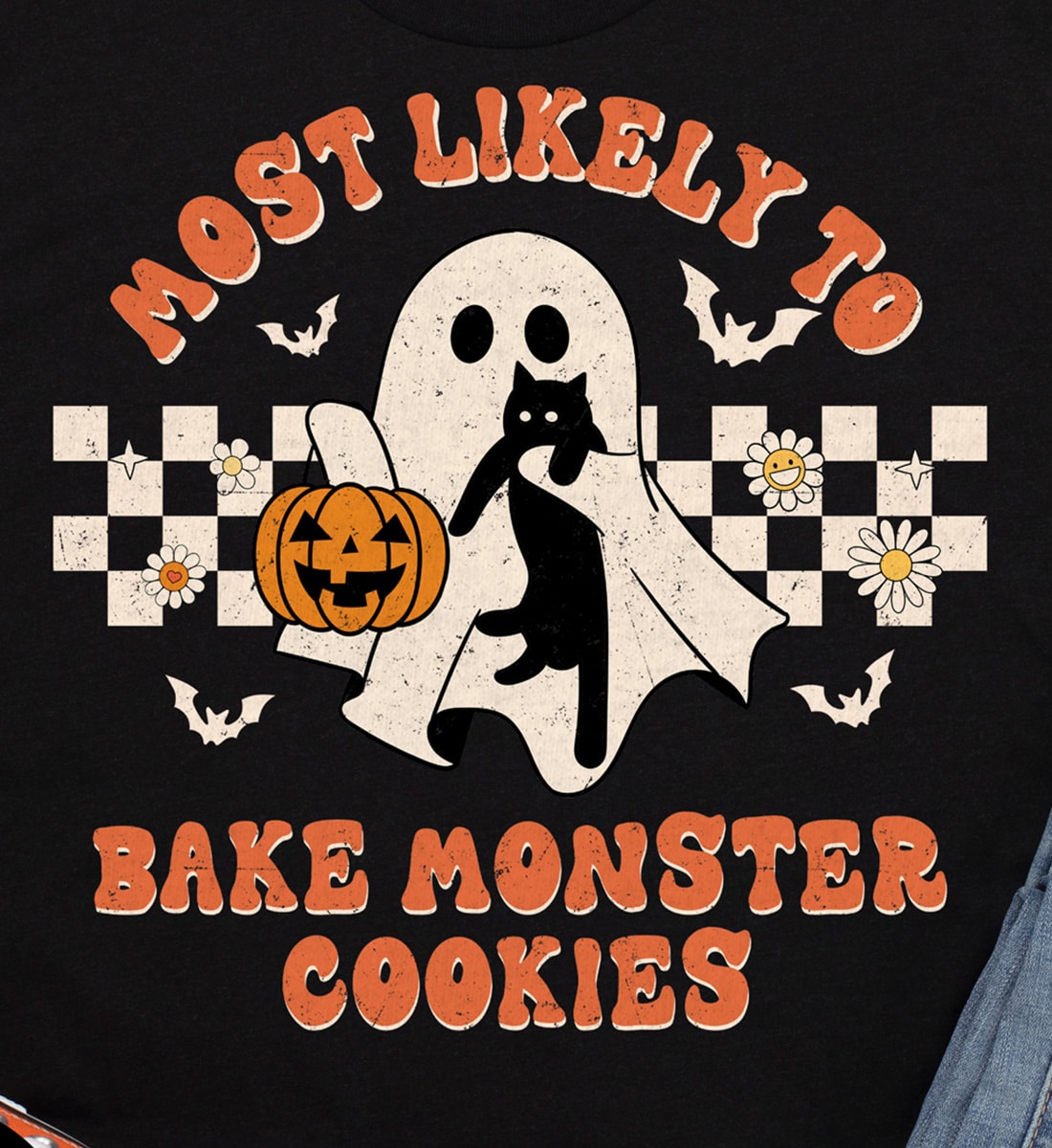 Most Likely To Bake Monster Cookies Black Halloween T-shirt