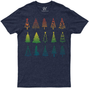 Gradient Christmas Trees Holiday Tee