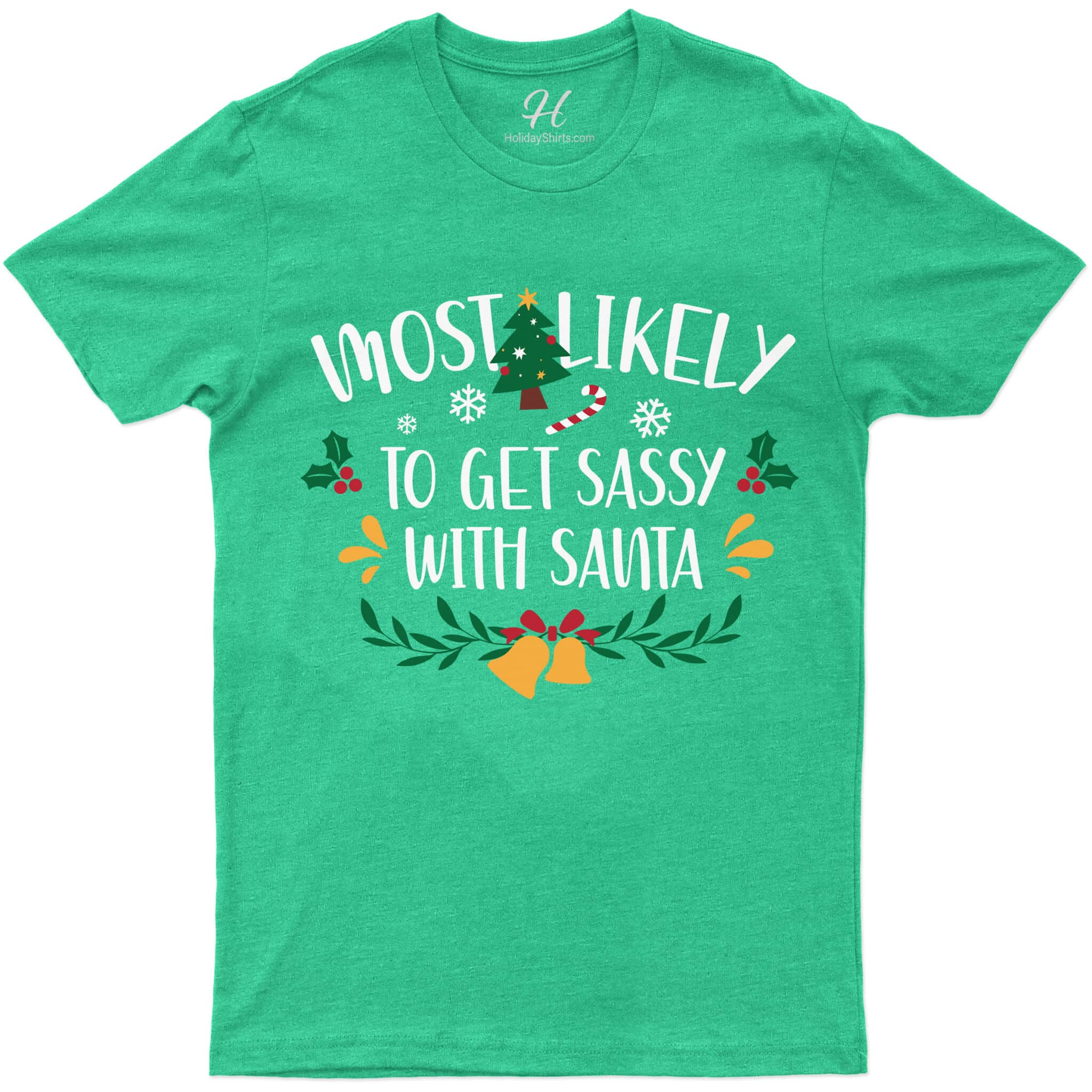 Sassy With Santa Christmas T-Shirt | Holiday Apparel