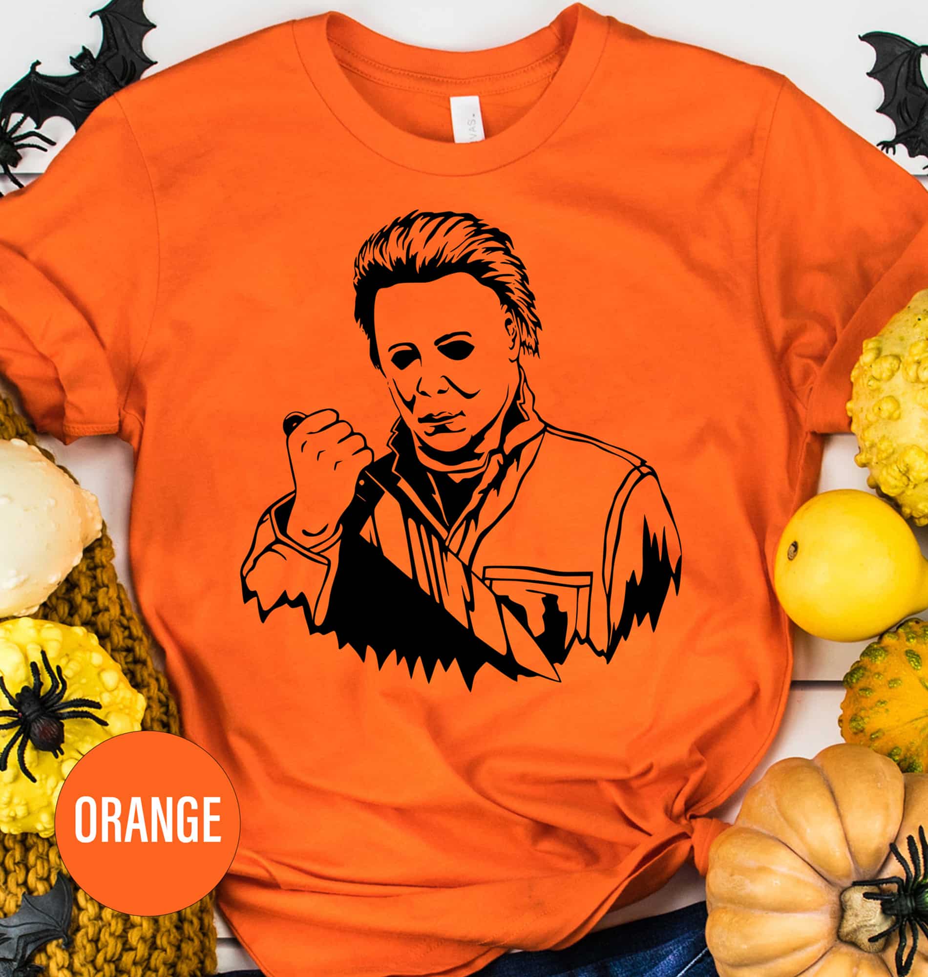Spooky Knife Man Sketch Tee - Purple Halloween