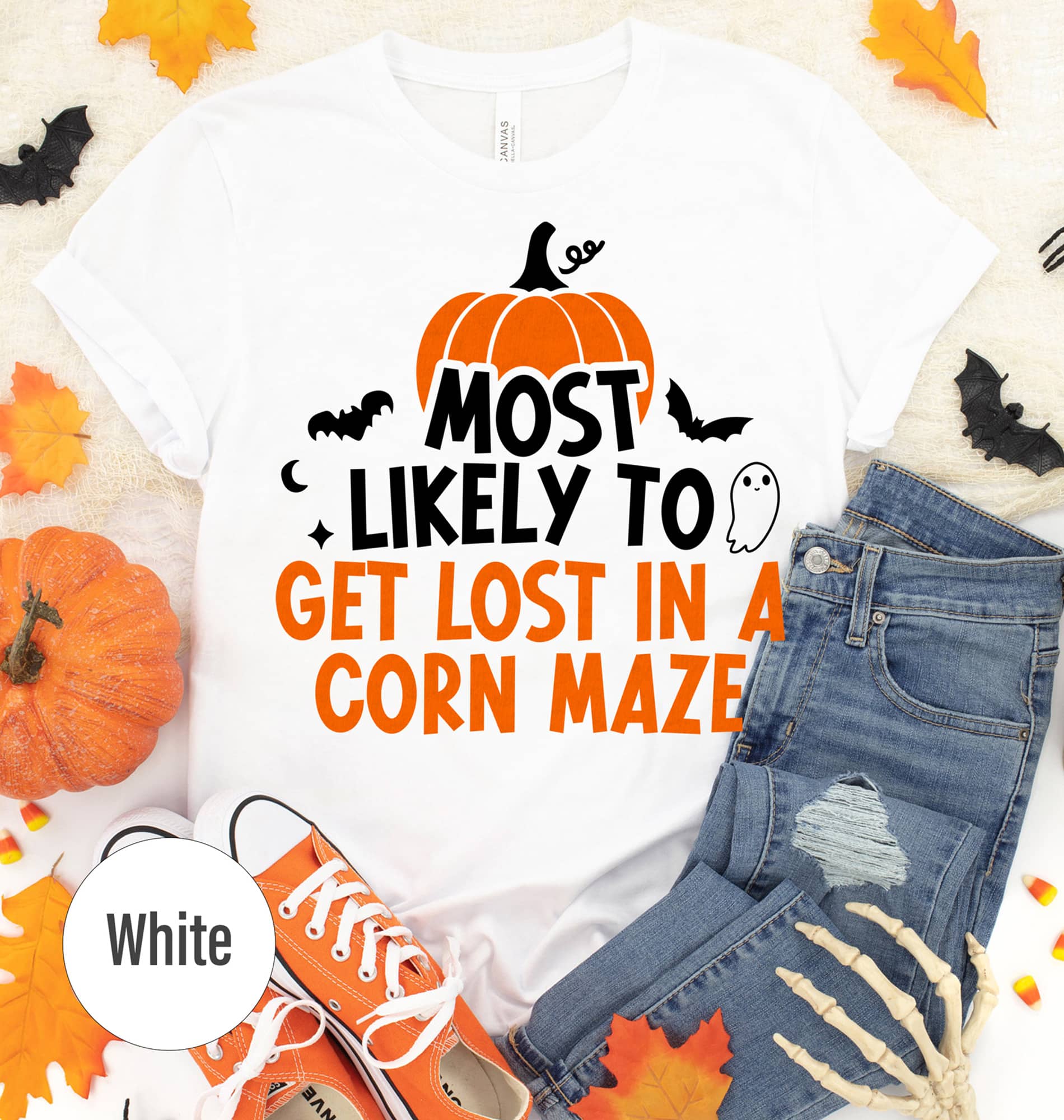 Most Likely To Get Lost In A Corn Maze Text Halloween T-shirt