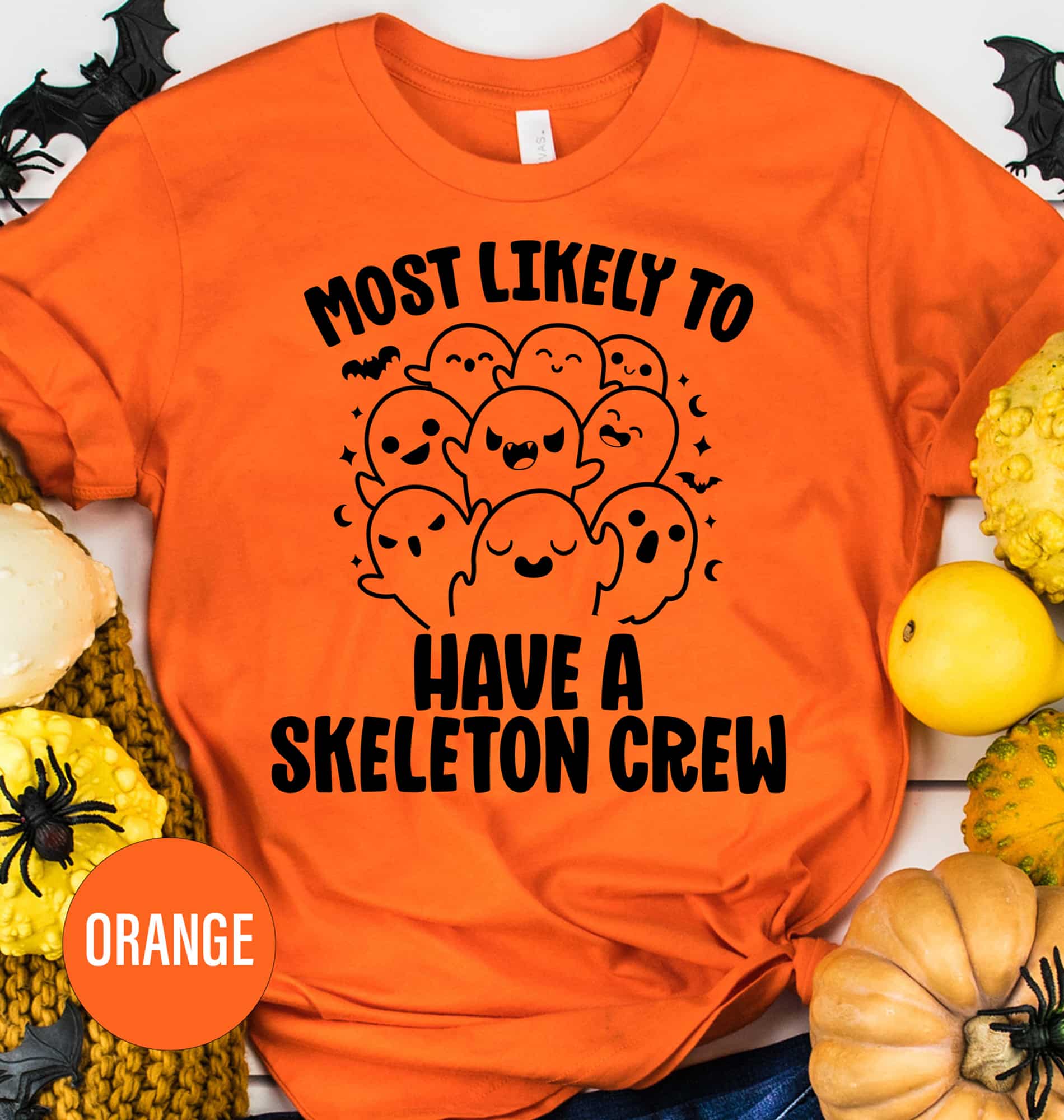 Most Likely To Skeleton Crew Halloween Purple Durable Halloween T-shirt
