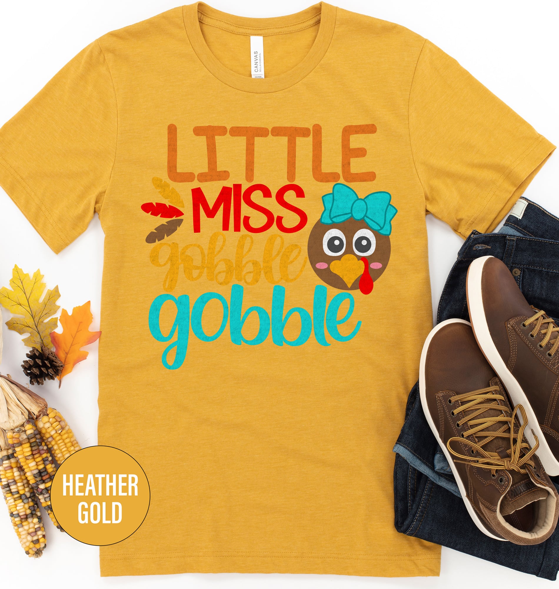 Little Miss Gobble Festive Thanksgiving Tee