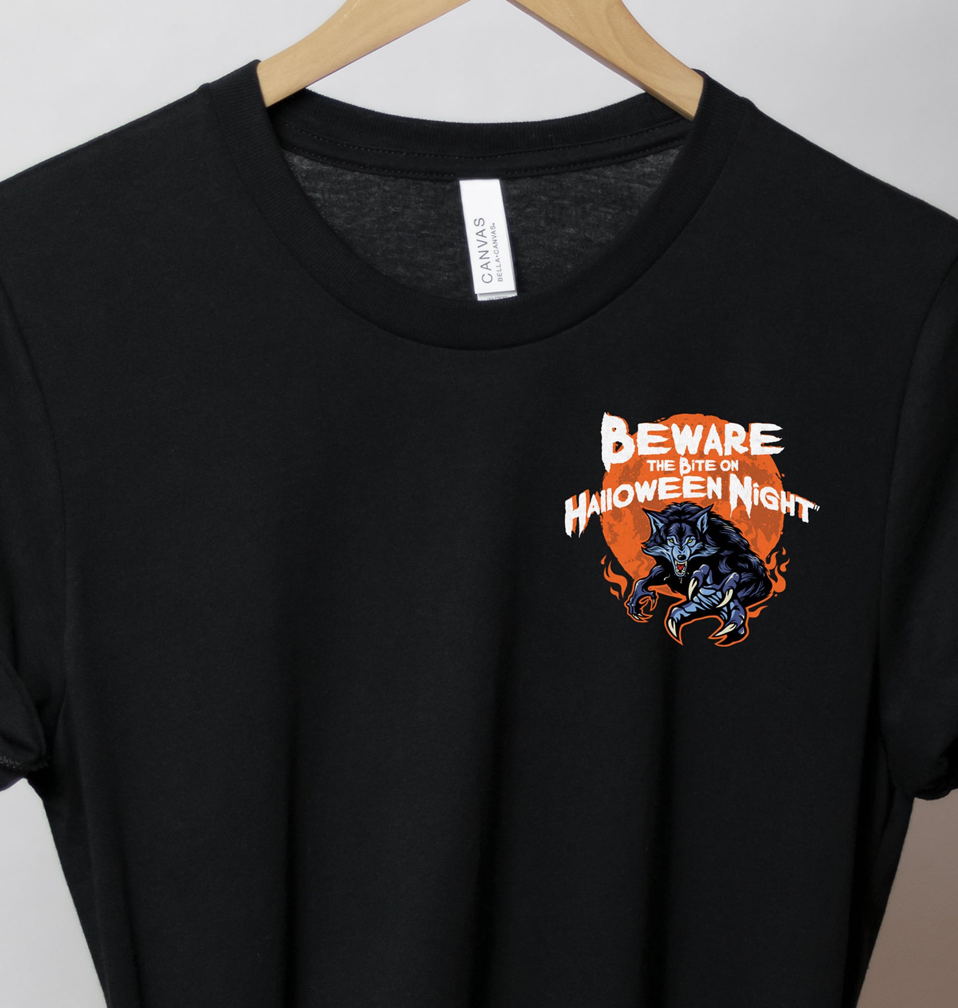 Spooky Wolf Night Halloween Tee - Orange