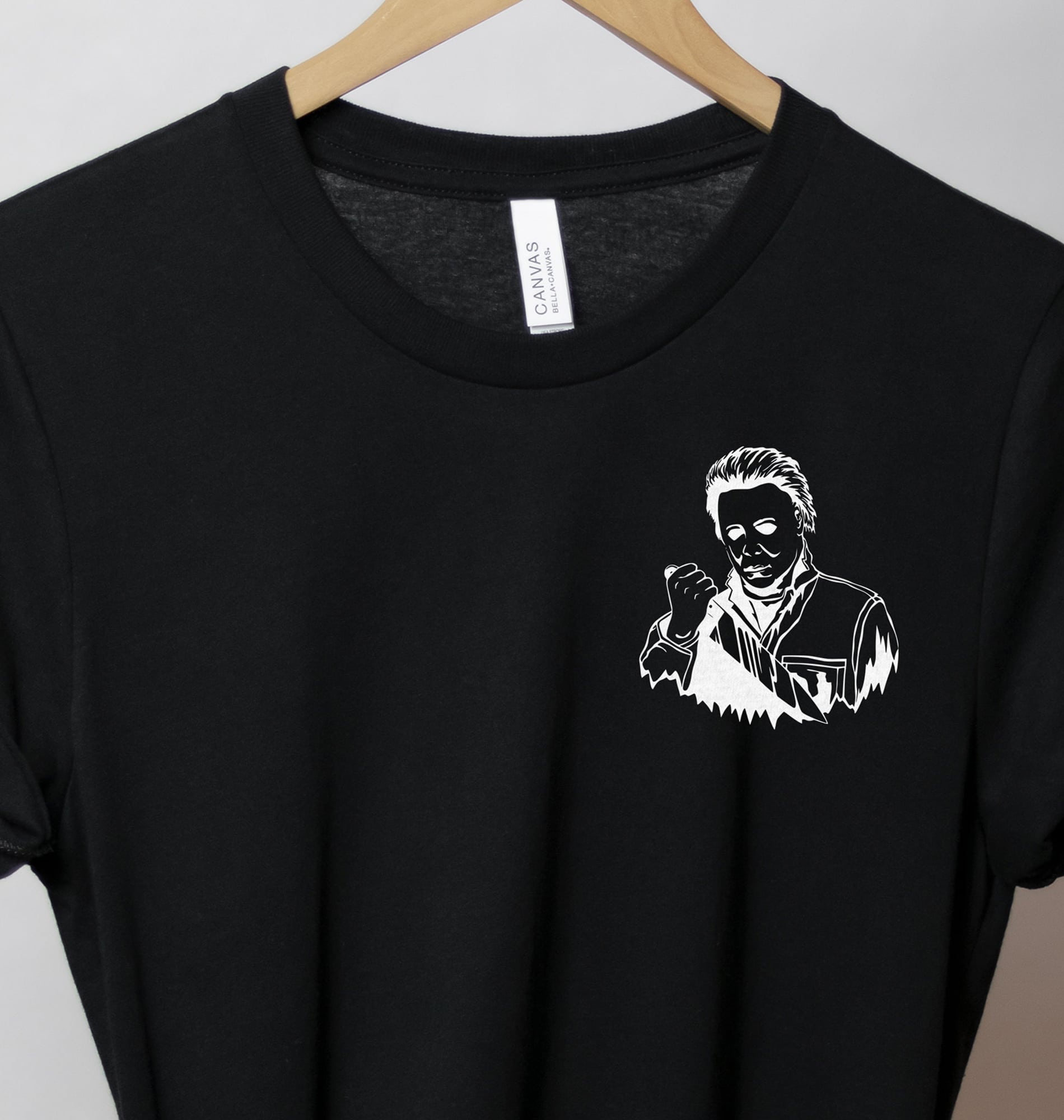 Spooky Knife Man Sketch Tee - Purple Halloween