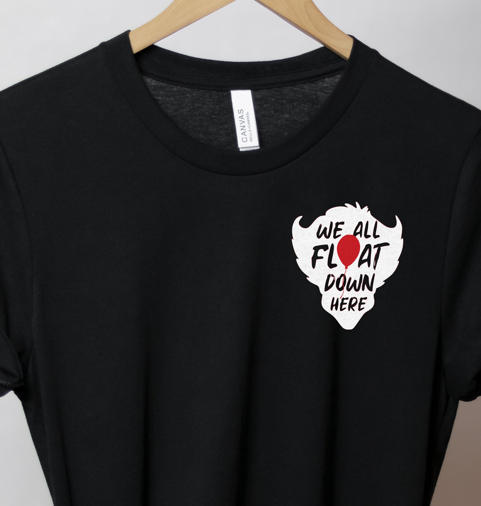 We All Float Down Here Clown Black Halloween T-shirt