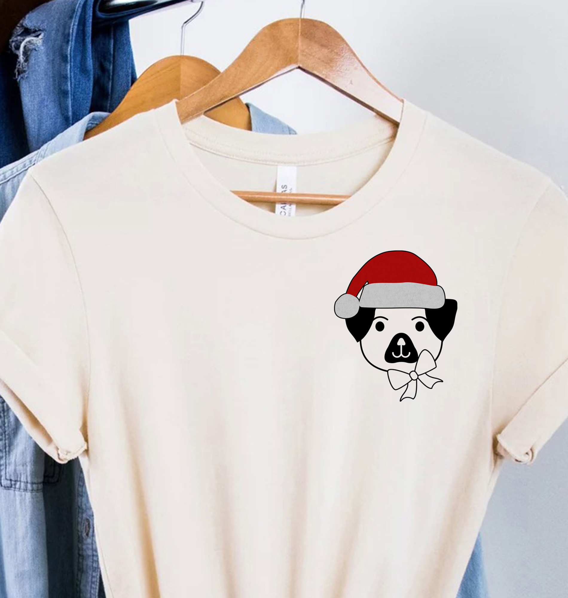 Festive Pup In Santa Hat Tee - Holidayshirts