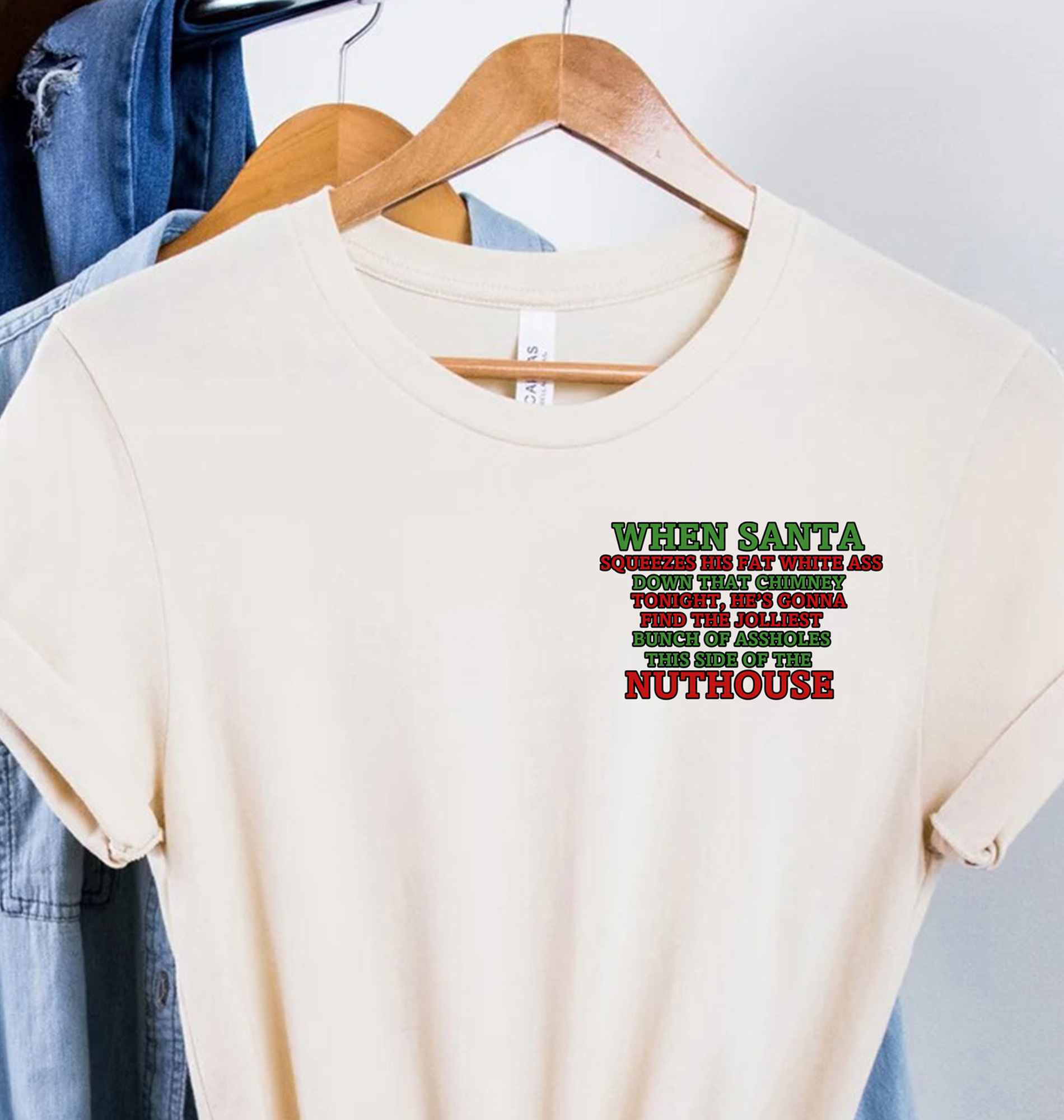 Santa's Hilarious Chimney Adventure Xmas Tee