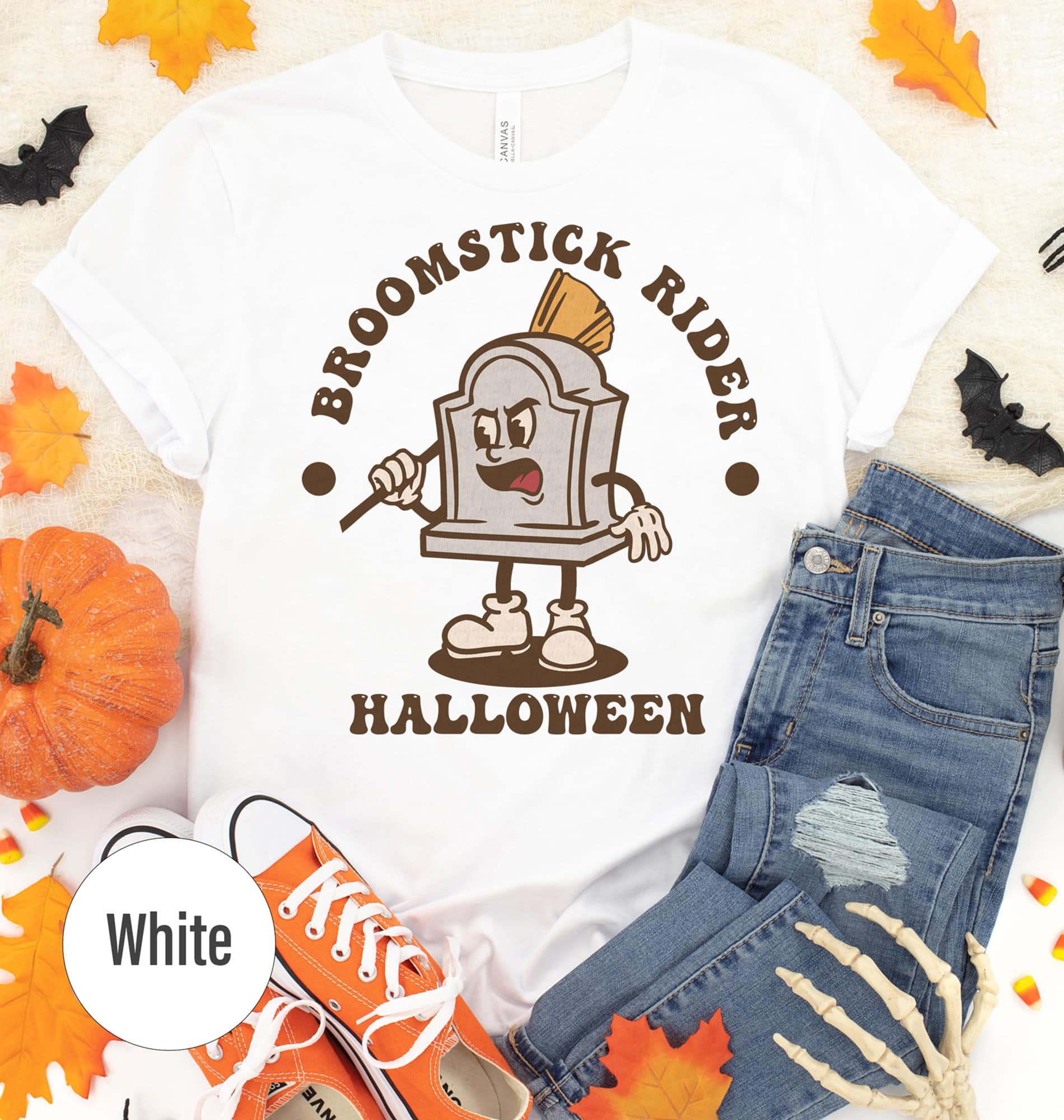 Spooky Broom Rider Halloween Tee - Holidayshirts.com