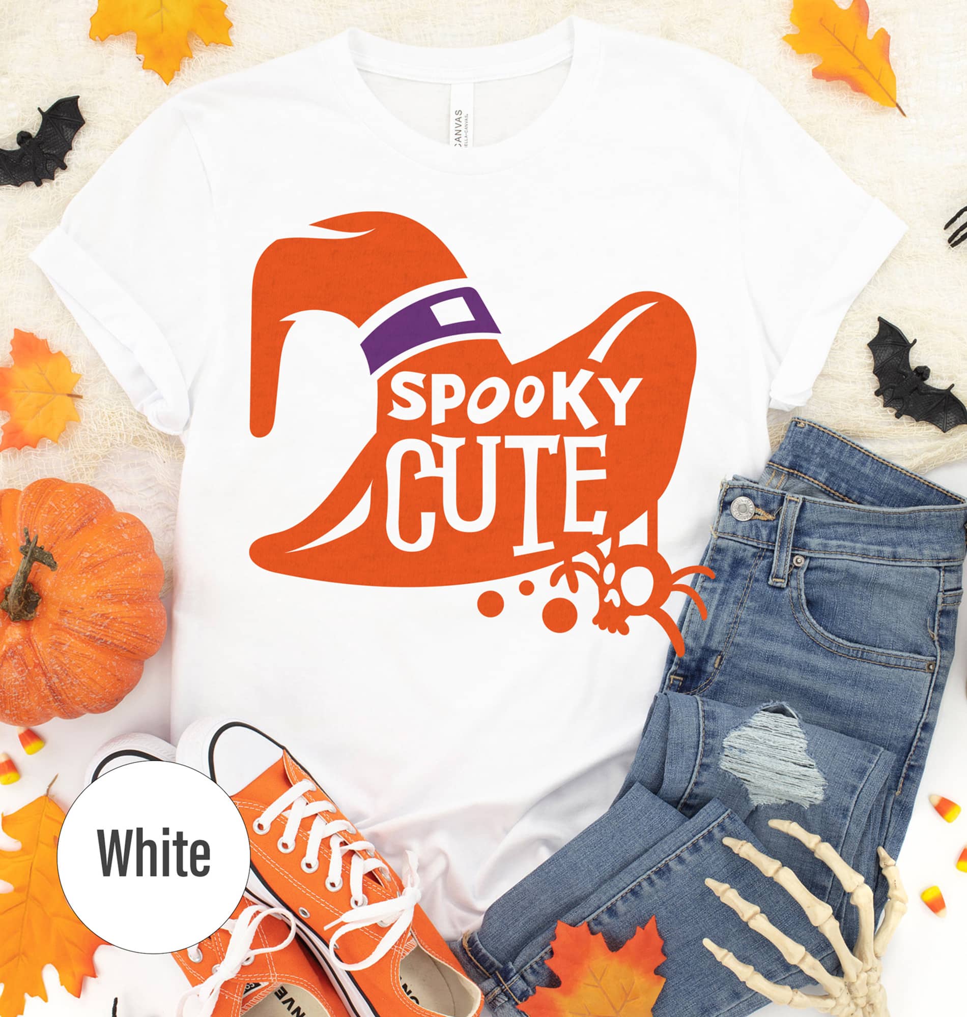 Spooky-cute Creepy Hat Halloween Tee