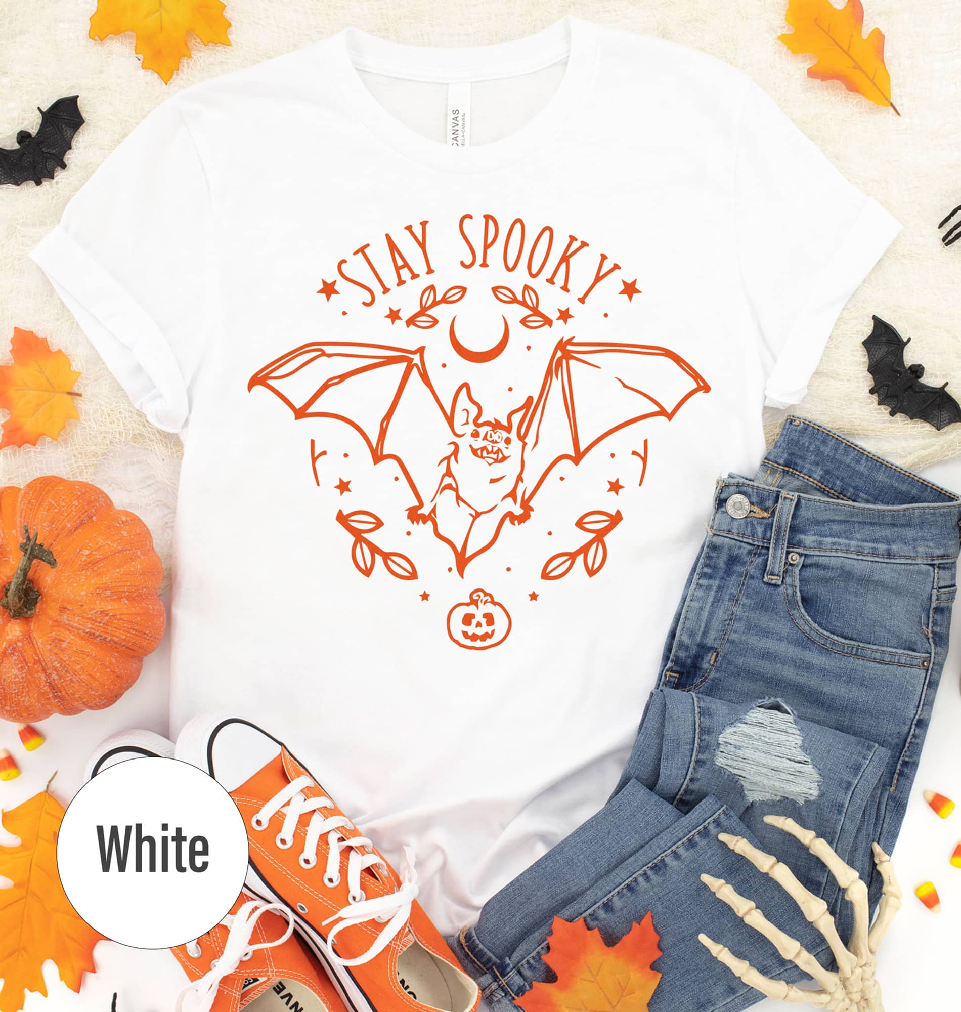 Spooky Bat Relax-fit Halloween Tee - Holidayshirts