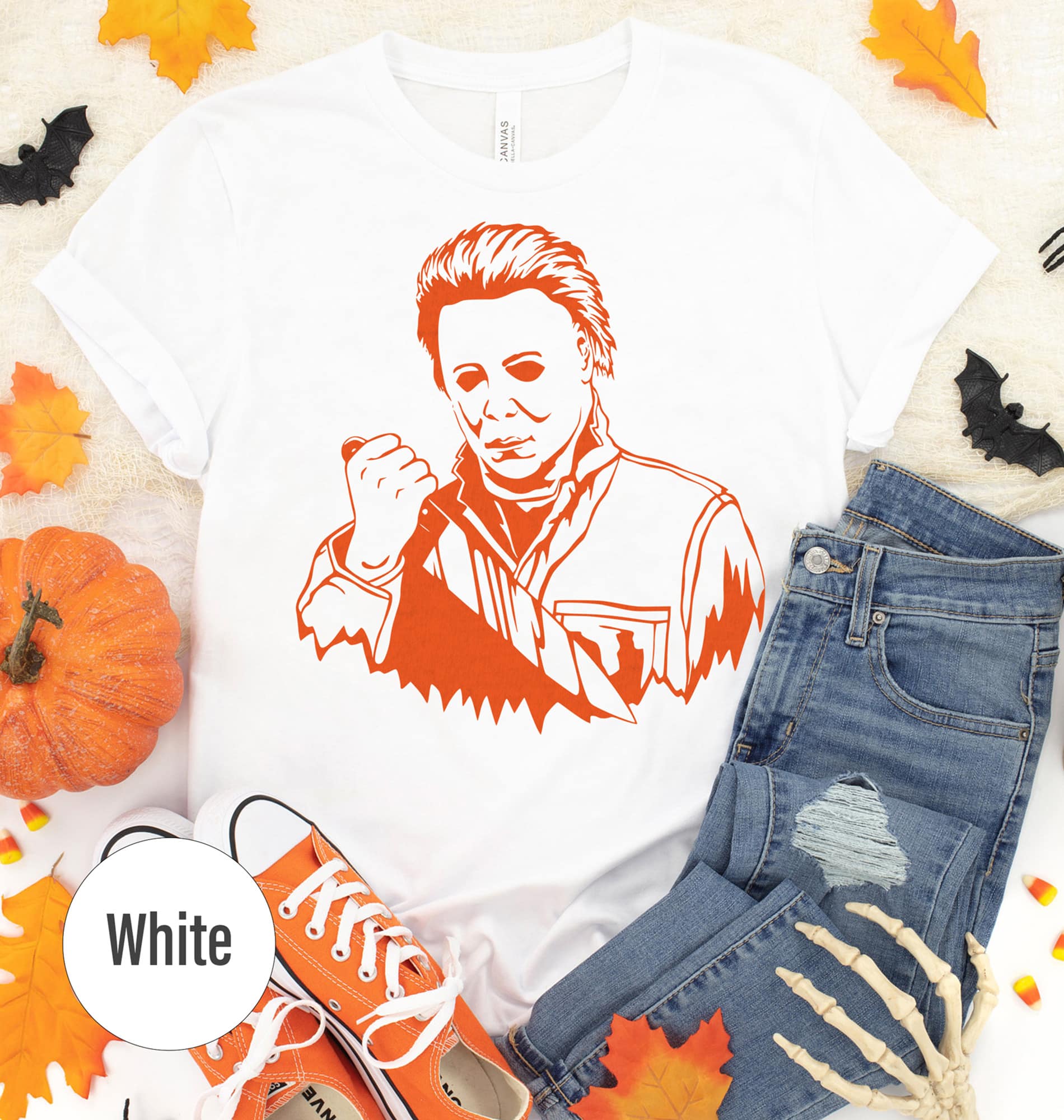 Spooky Knife Man Sketch Tee - Purple Halloween