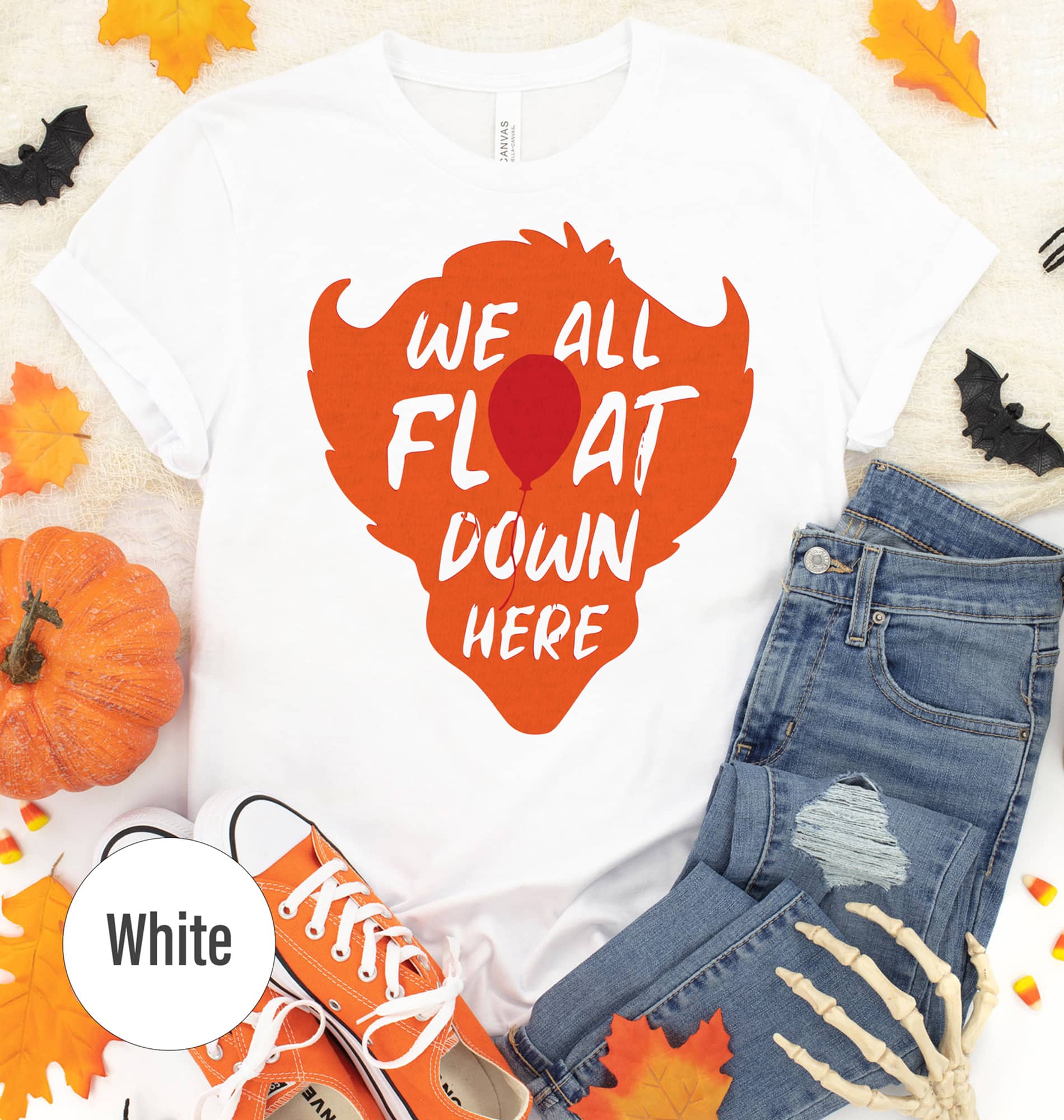 We All Float Down Here Clown Black Halloween T-shirt