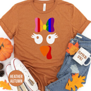 Cute Girl Rainbow Turkey Thanksgiving T Shirt