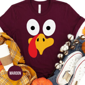 Crazy Turkey Face Thanksgiving T Shirt