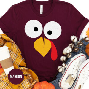 Crazy Turkey Face Thanksgiving T Shirt