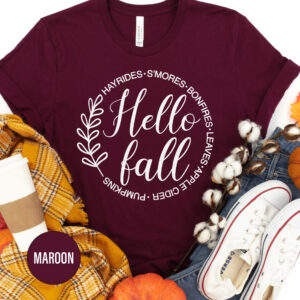 Hello Fall Pumpkin Thanksgiving T Shirt