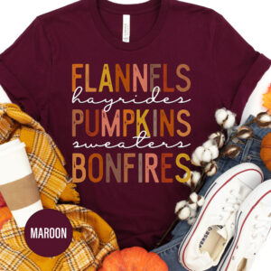 Flannels Pumpkins Bonfires Thanksgiving T Shirt