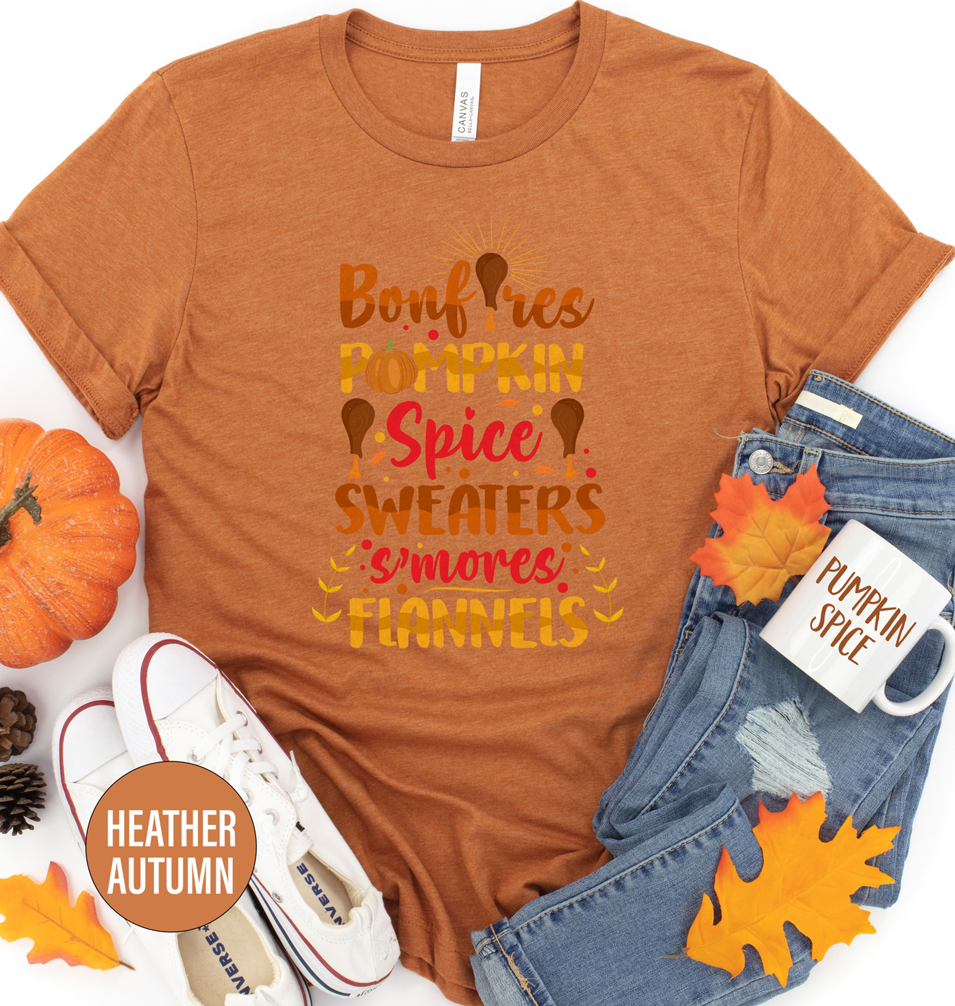 Bonfires Pumpkin Spice Sweaters Thanksgiving T Shirt