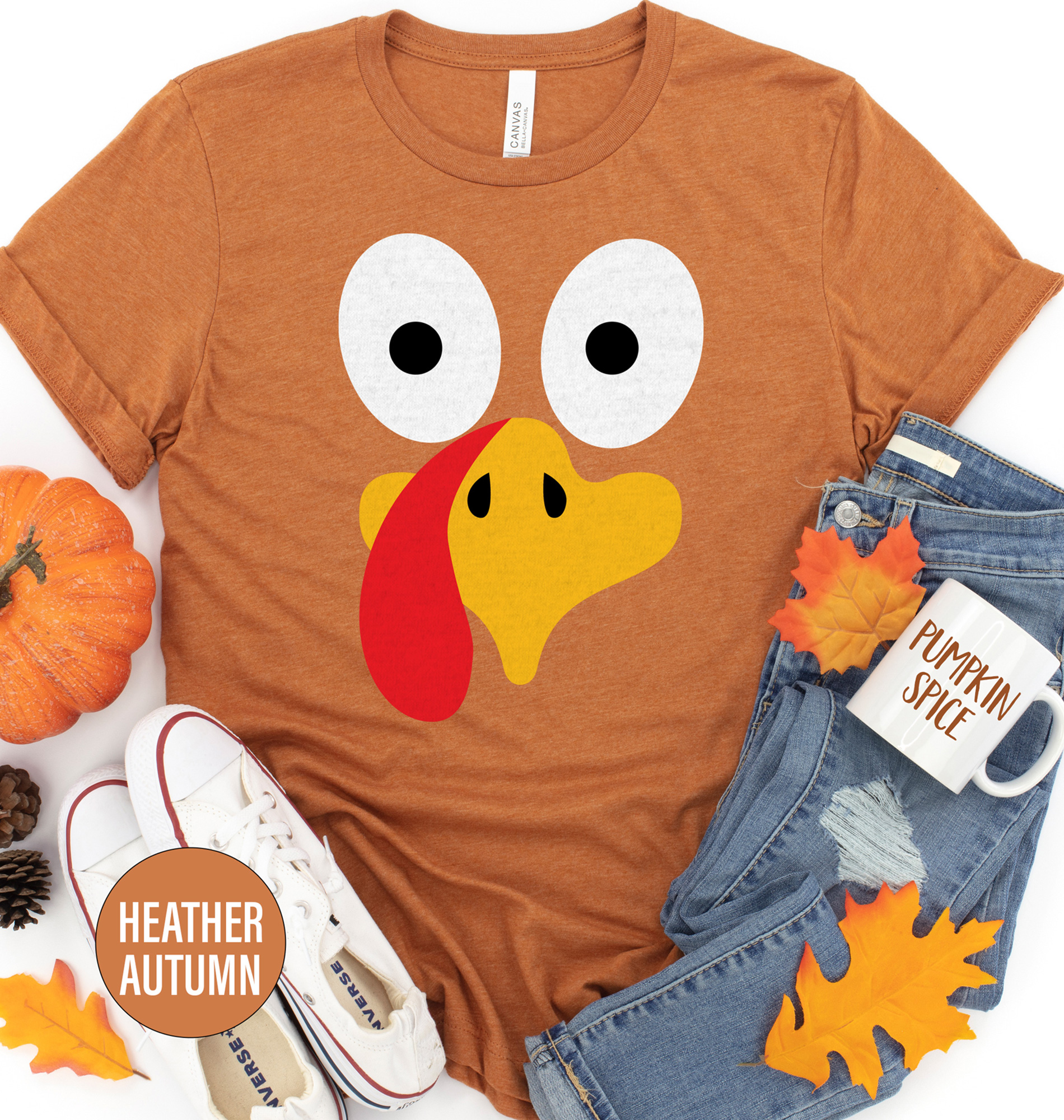 Crazy Turkey Face Thanksgiving T Shirt
