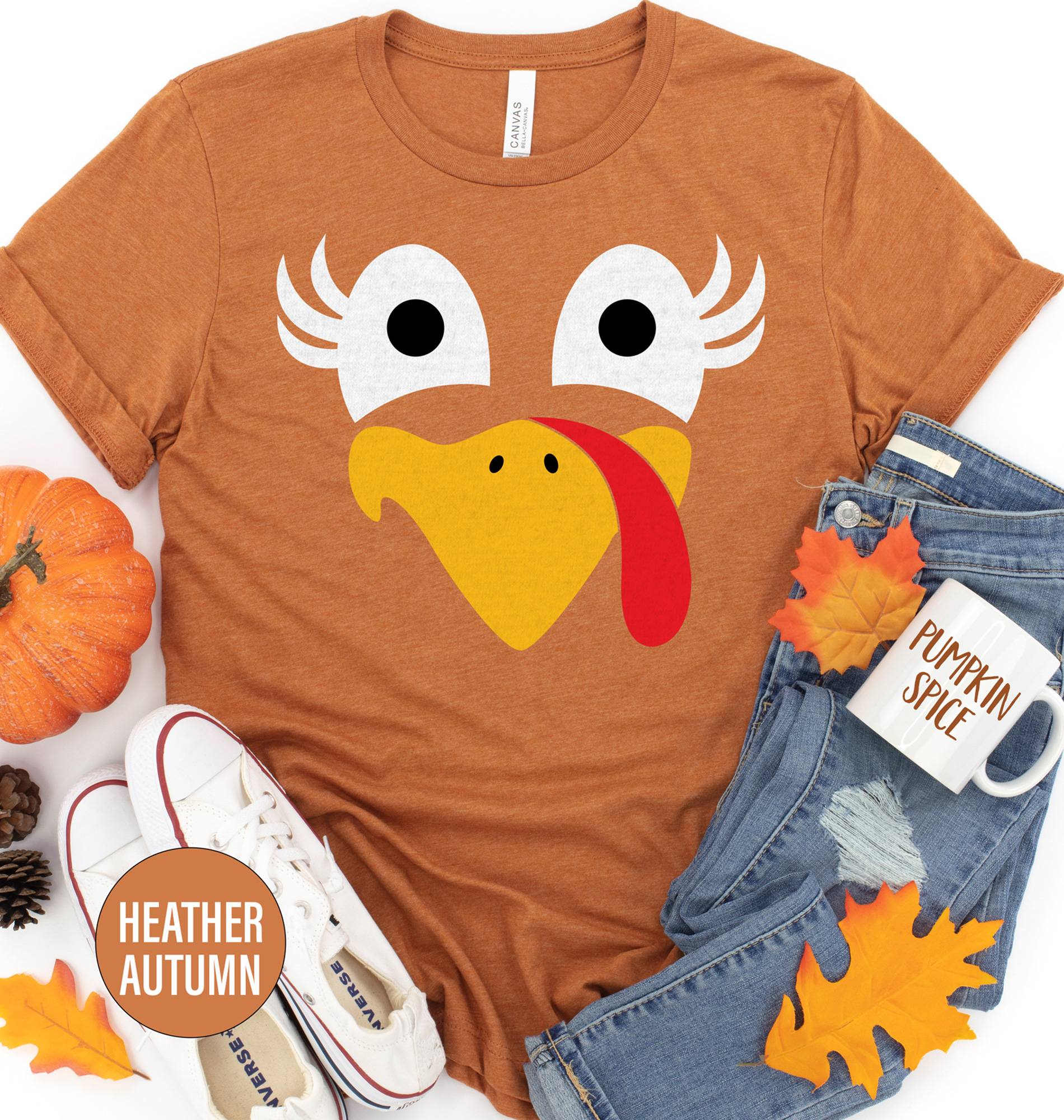 Happy Turkey Face Thanksgiving T Shirt