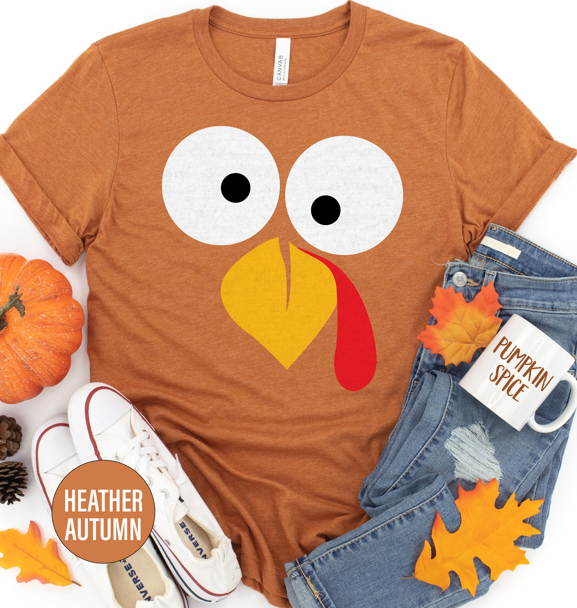 Crazy Turkey Face Thanksgiving T Shirt