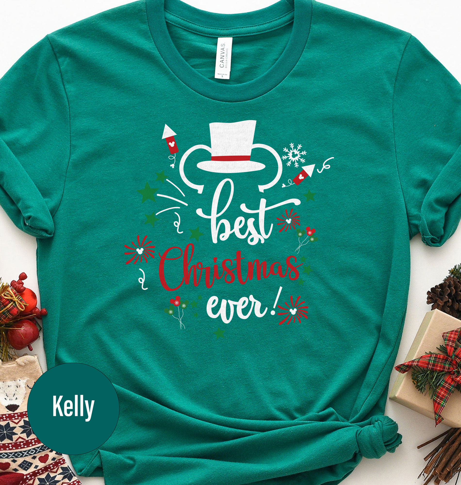 Disney Holiday T-shirt With Christmas Hat - Best Gift