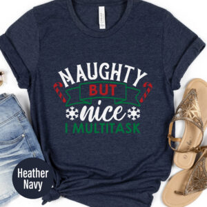 Fun Holiday Tee: Naughty But Nice Xmas Shirt