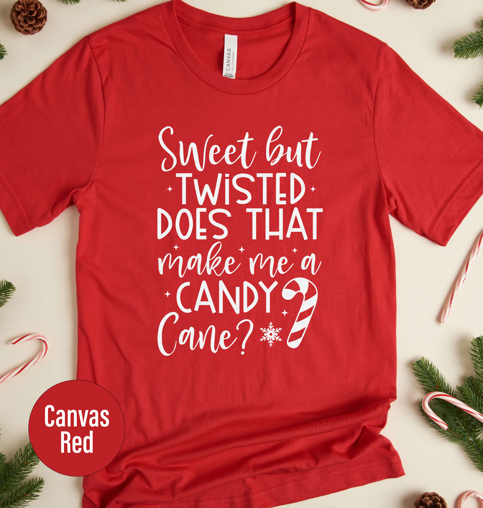 Festive Candycane Holiday Tee - Christmas Shirt