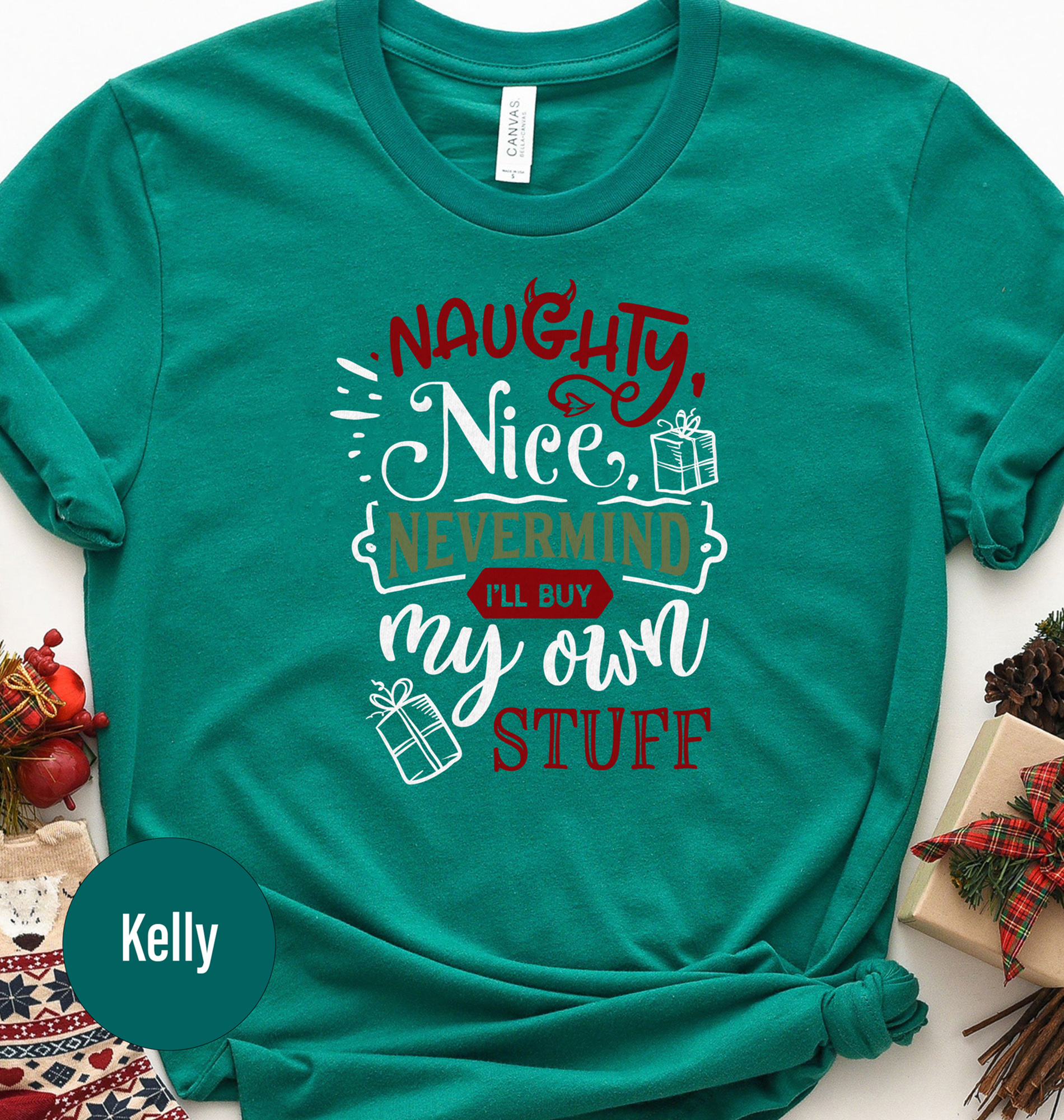 Festive Naughty Nice Nevrmind Xmas Tee