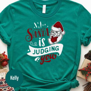 Festive Santa Judging Xmas Tee - Holidayshirts.com
