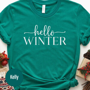 Festive Hello Winter Holiday Tee - Christmas Tshirt