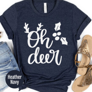 Festive Oh Deer Holiday T-shirt - Christmas Apparel