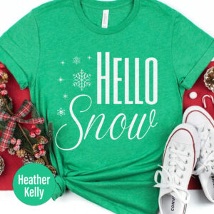 Festive Hello Snow Holiday Tee - Christmas Tshirt