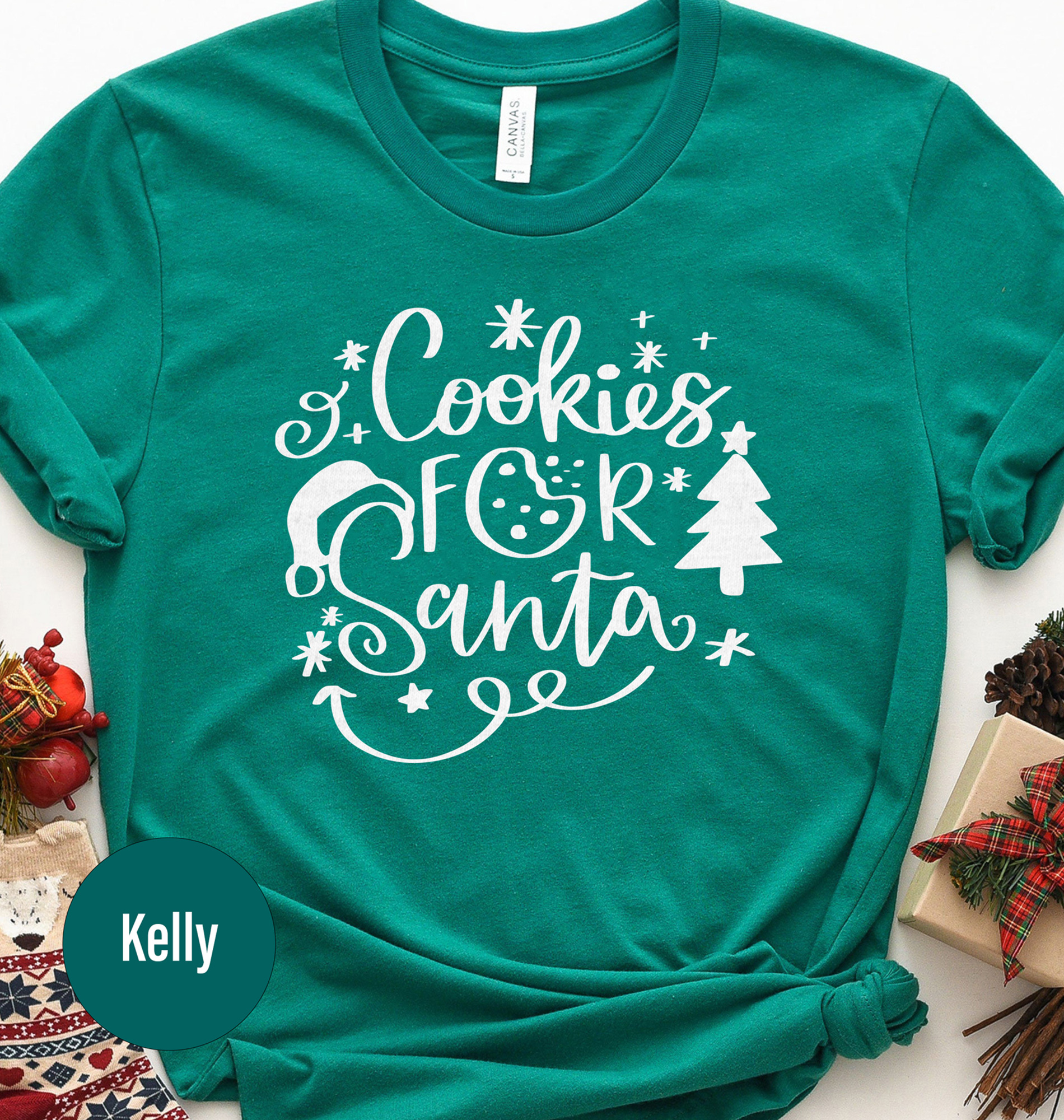 Santa Cookies Festive Tee - Christmas Holiday Shirt