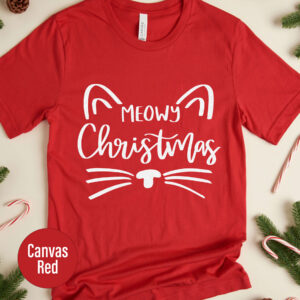 Meowy Christmas Cat Lovers Holiday Tee
