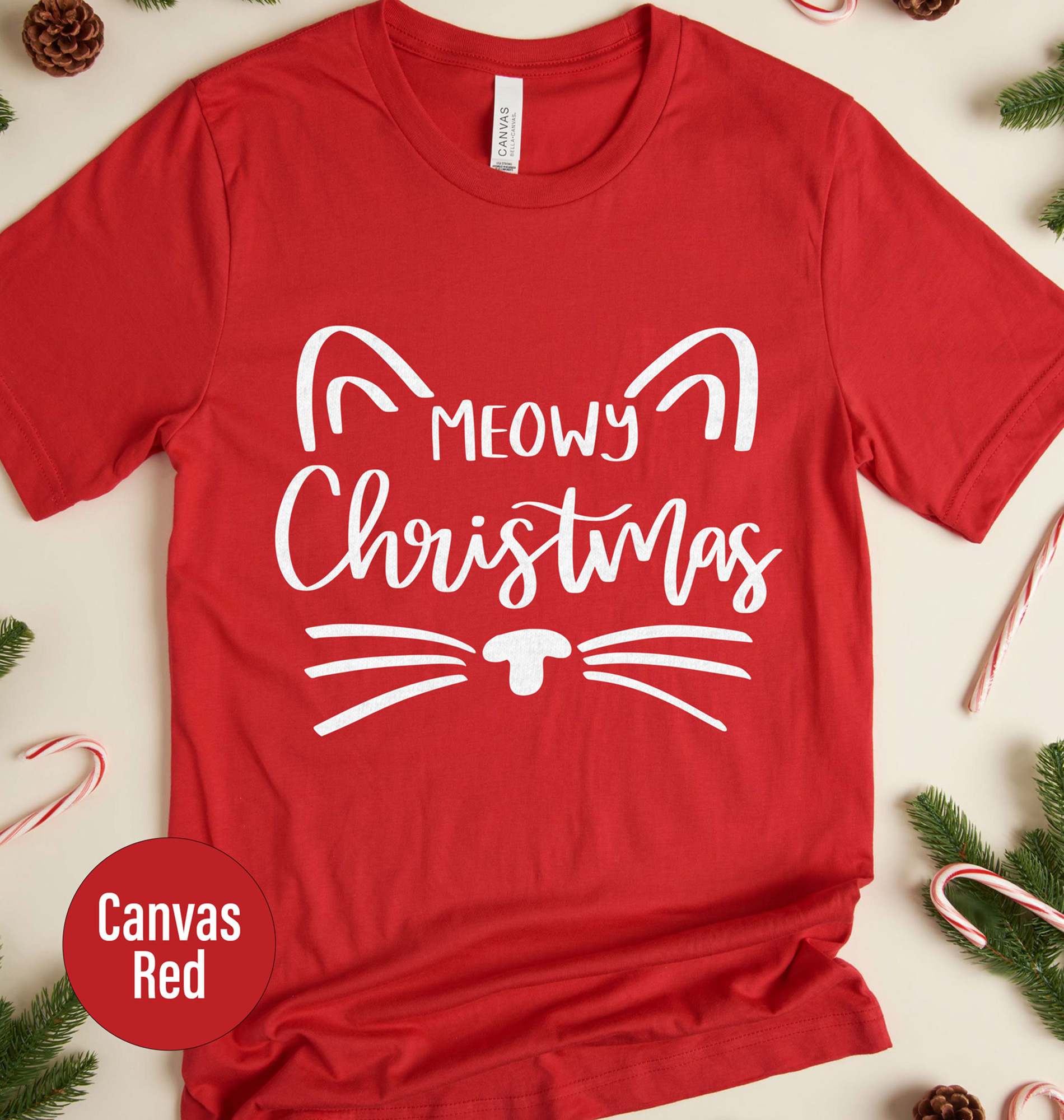 Meowy Christmas Cat Lovers Holiday Tee