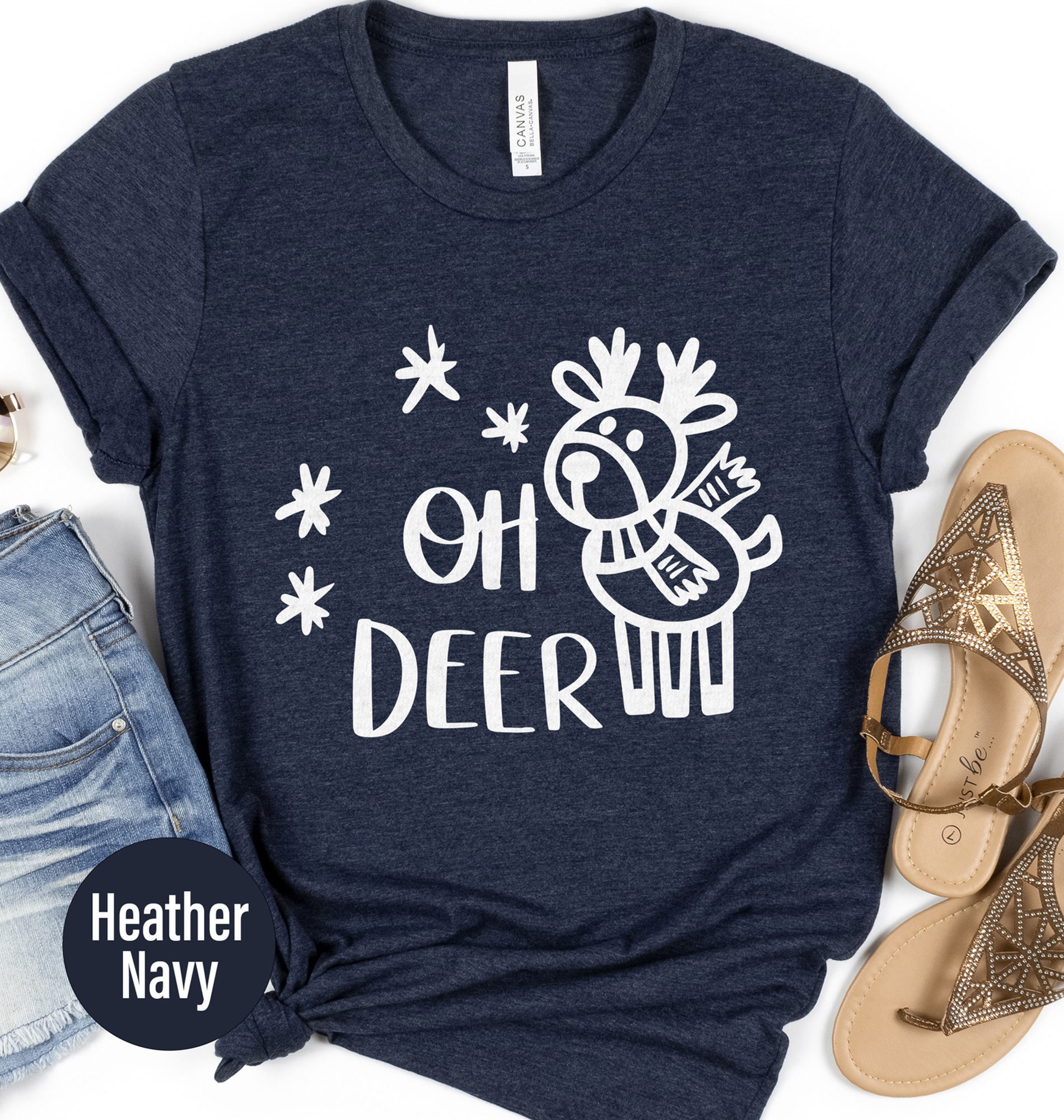 Festive Oh Deer Holiday T-shirt - Christmas Apparel