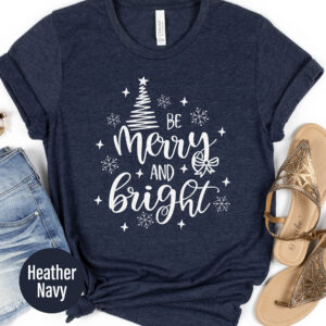 Be Merry Bright Christmas Tee - Festive Holiday Wear