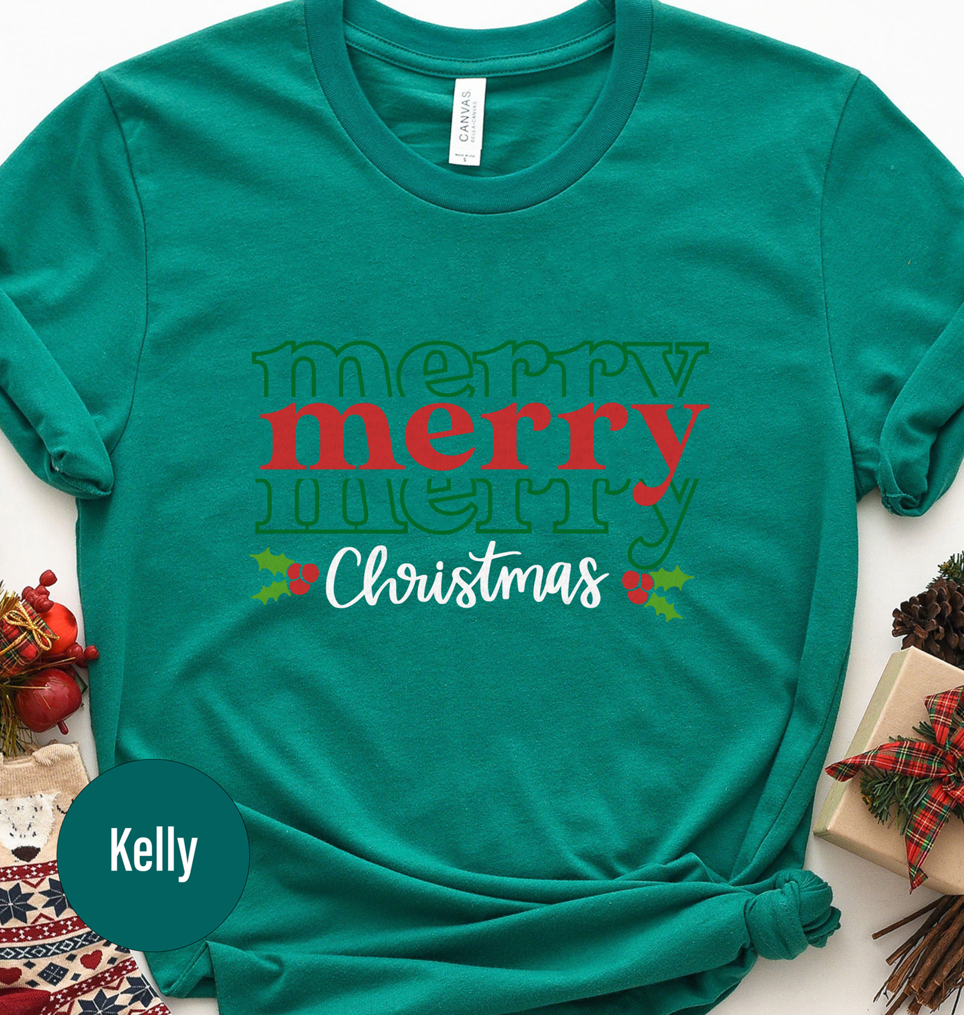 Festive Merry Christmas Holiday Tee - Holidayshirts
