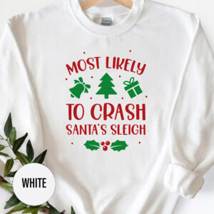 Santa's Sleigh Crash Holiday Tee - Christmas Fun
