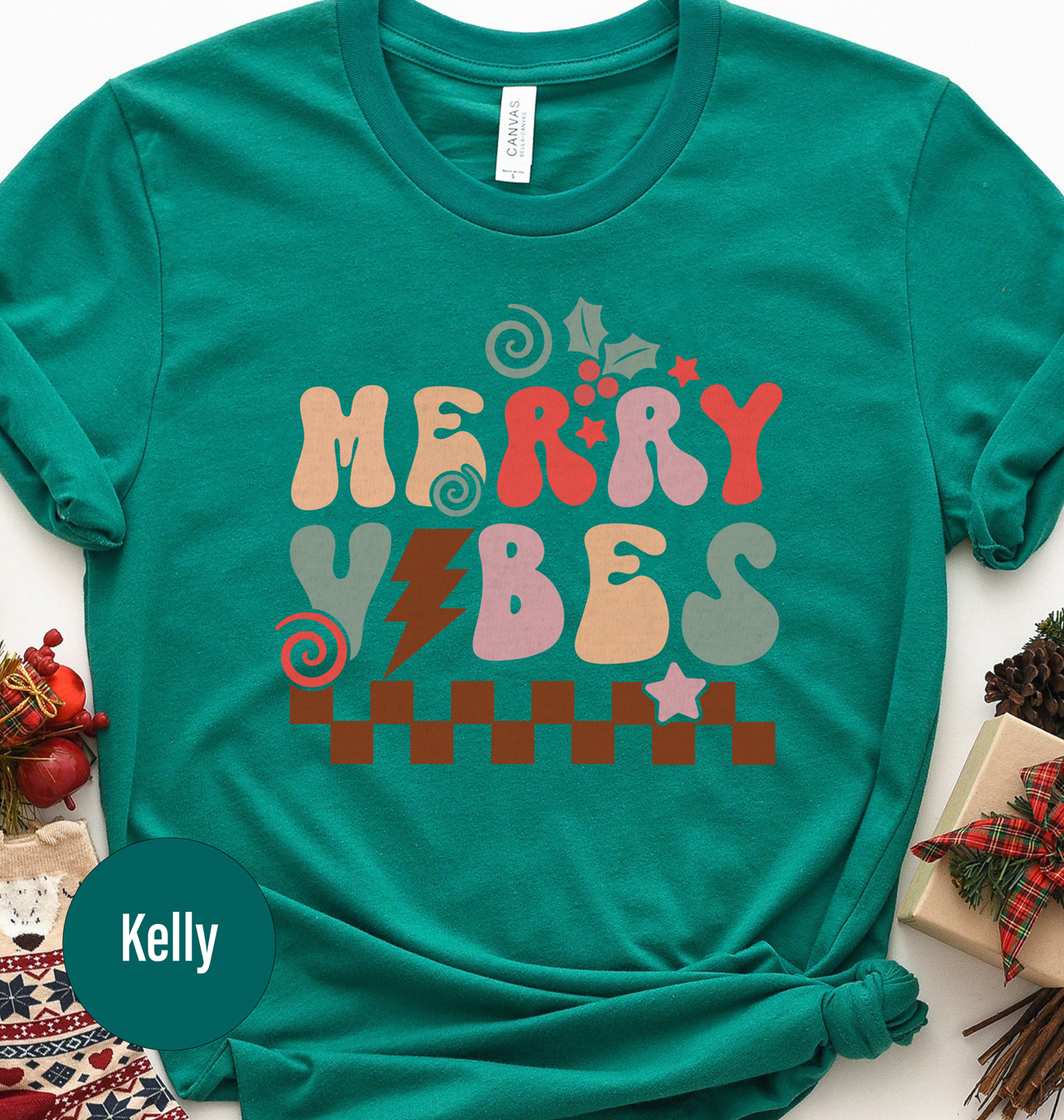 Merry Vibes Holiday Tee - Christmas Shirt