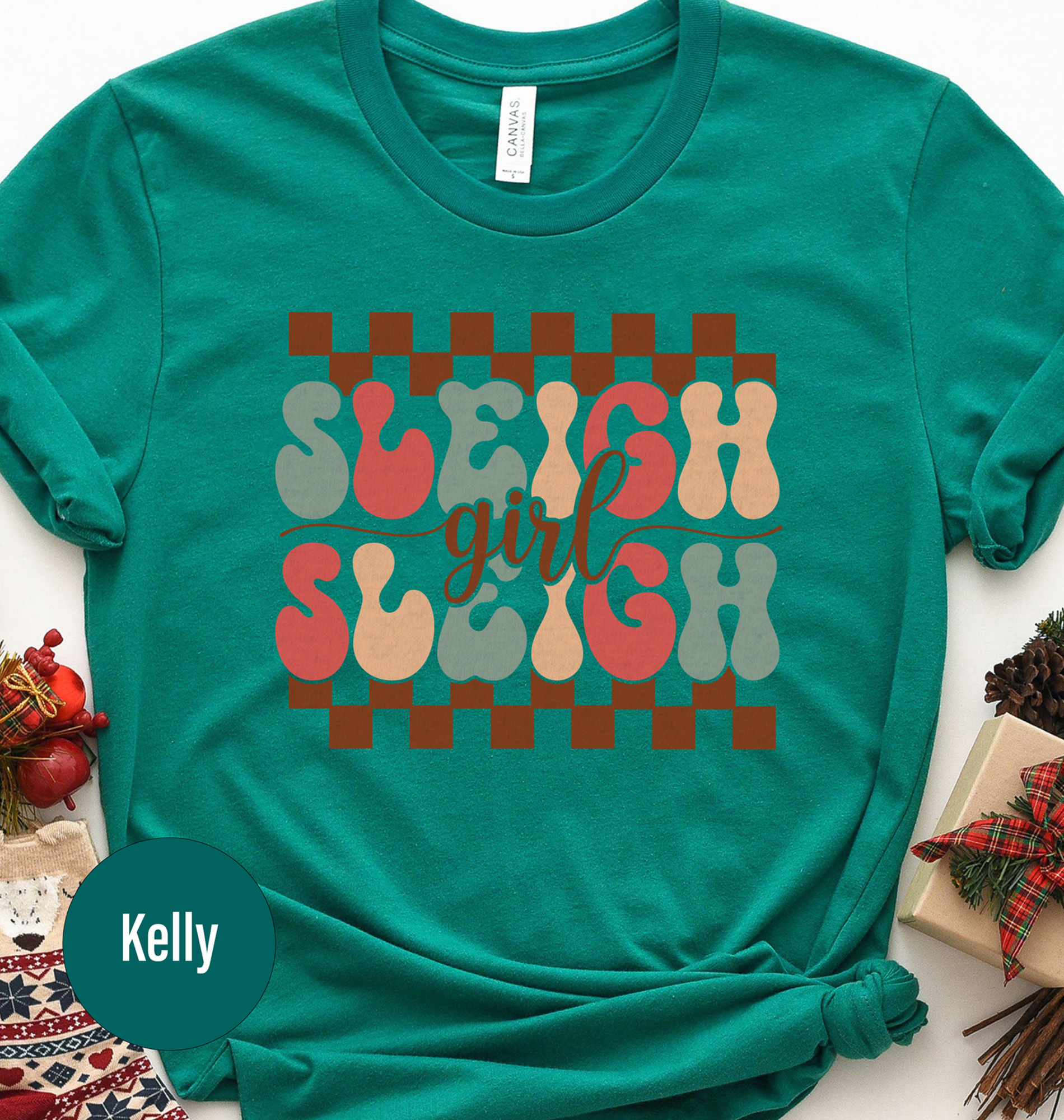 Chic Sleigh Girl Holiday Tee - Christmas Tshirt