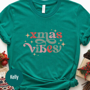 Xmas Vibes Festive Holiday Tee - Unique Christmas Shirt