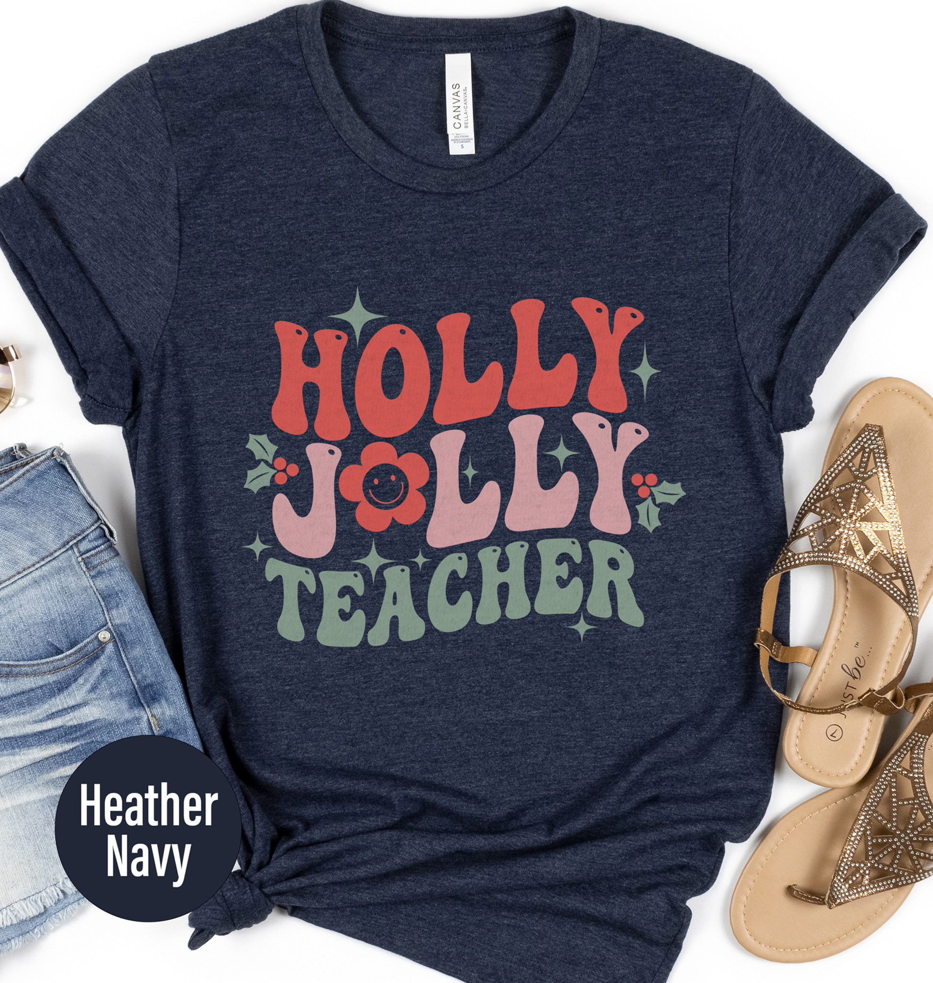 Holly Jolly Christmas Tee - Teacher Holiday Shirt