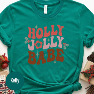 Holly Jolly Babe Xmas Tee - Women's Holiday Apparel