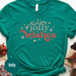 Jolly Wishes Festive Christmas Holiday Tee