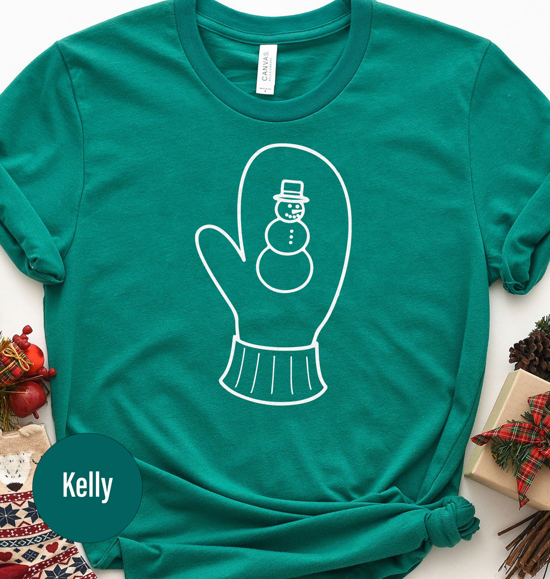 Snowman Mitten Holiday Tee - Christmas Shirt